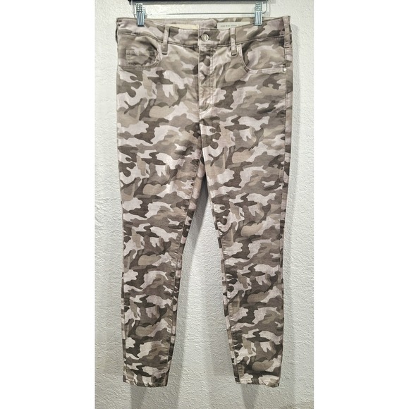 Pilcro and the Letterpress Denim - Pilcro and the Letterpress High Rise Skinny Camo Velvet Jeans Tan Gray Size 30